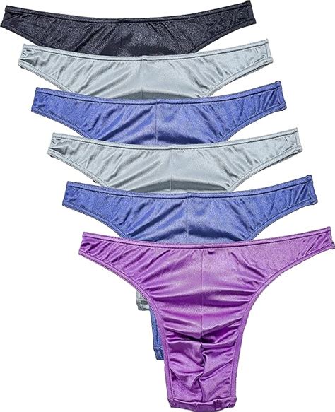 Satin Mens Thongs Underwear Panties Silky Sexy Man G String Thong Undie 6 Pack At Amazon Mens
