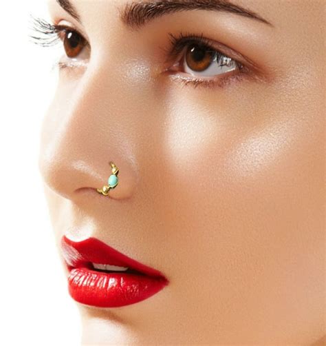 Nose Ring For Women Nose Eyebrow Hoop Retro Turquoise Ball Etsy