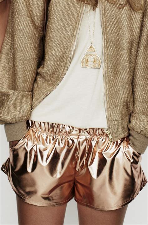 Gold Metallic Inspo Album On Imgur Metallic Bottoms Metallic Shorts Gold Shorts Leather