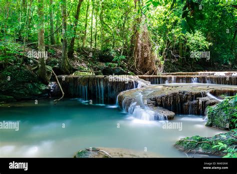 Waterfall In Erawan National Park Thailand Stock Photo Alamy