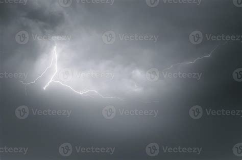 Lightning Thunderstorm Flash Over The Night Sky Concept On Topic