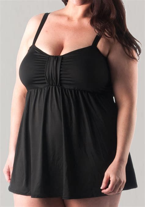 Dolly Black Swimdress With Padded Bra Plus Size Bras