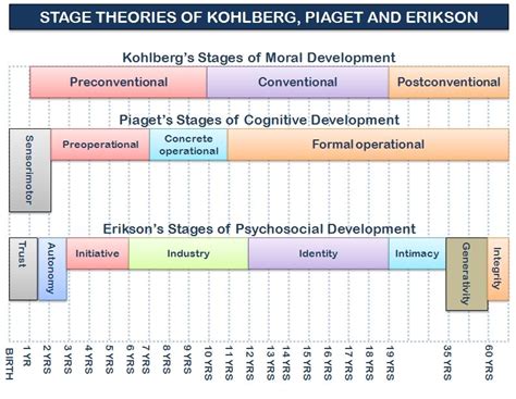 Piaget's stages of cognitive development according to piaget, changes in thinking are a. Graphic of the stage theories of Kohlberg, Erikson, and ...