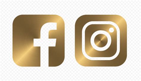 HD Facebook Instagram Golden Metal Square Logos Icons PNG Square Logo