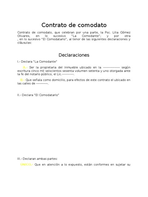Contrato De Comodatodoc Condominio Gobierno