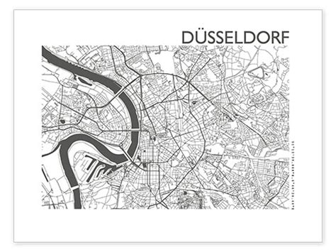City Map Of Dusseldorf Iii Print By 44spaces Posterlounge