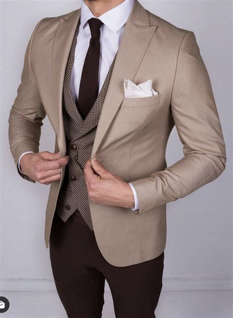 Brown Colour 3 Piece Suits For Men Mens Pure Wool 3 Piece Check Suit