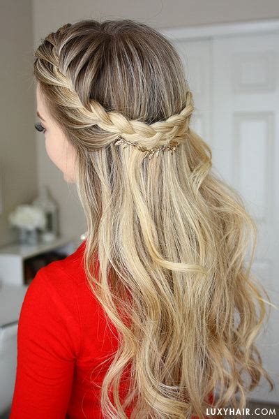 French Braid Crown Holiday Hairstyle Luxy® Hair