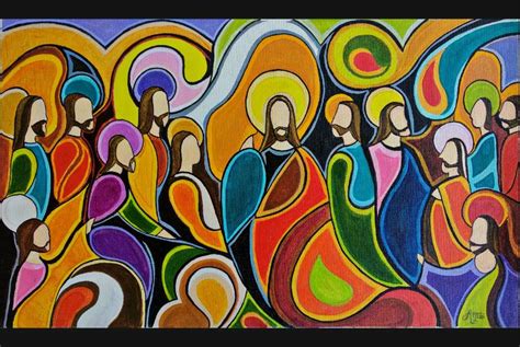 Abstract Hand Painting Last Supper Christian Concept Sathwik Murals