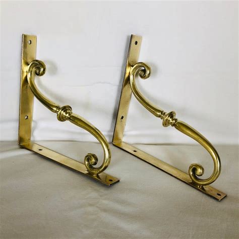 Mid Century Modern Decorative Brass Shelving Brackets A Pair Chairish