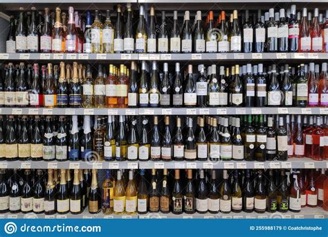 Shelves Of A Store Filled With French Wines Editorial Stock Image