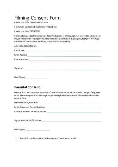 Filming Consent Form Pdf