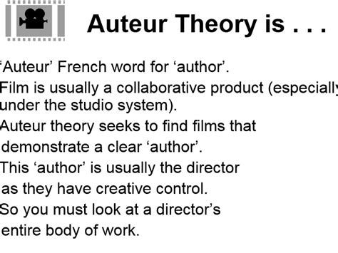 Auteur Theory Presentation Teaching Resources