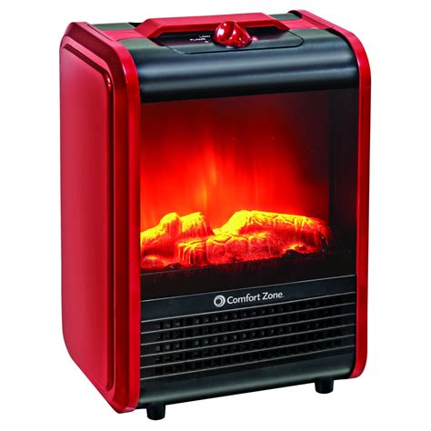 Comfort Zone 120 Vac Mini Portable Electric Fireplace Heaterred
