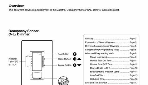 Lutron Motion Sensor Dimmer Manual