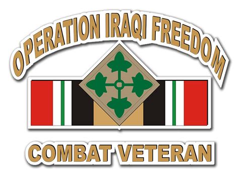 4th Infantry Division Iraq Combat Veteran Die Cut Vinyl Decal Sticker
