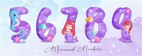 Cute Mermaid Alphabets Part I Stock Vector Illustration Of Background