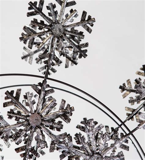 92 High Solar Lighted Double Snowflake Wind Spinner Holiday Decor