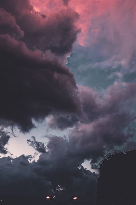 Download Soft Purple Night Sky With Clouds Wallpaper