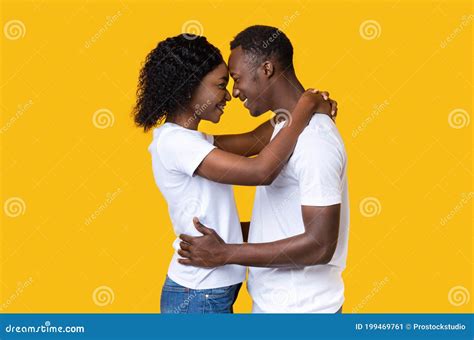 Black Lovers Hugging And Looking At Each Other Stock Image Image Of