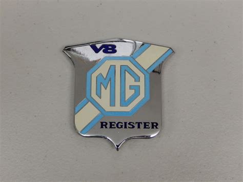 Badge Vintage Chrome And Enamel Mg V8 Register Car Badge Catawiki