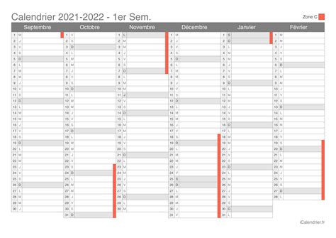 Calendrier Scolaire 2021 2022 En Excel En Pdf Et Imprimer