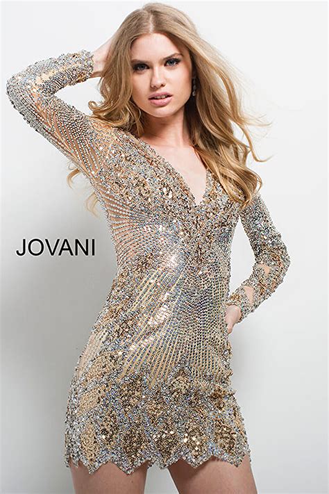 Long Sleeved Sequined Cocktail Dresses