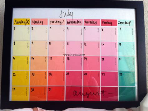 Just make sure to write the most important details on your template, so you know exactly. Crafty Chic: Paint Sample Calendar | Chicisms | A Fashion ...