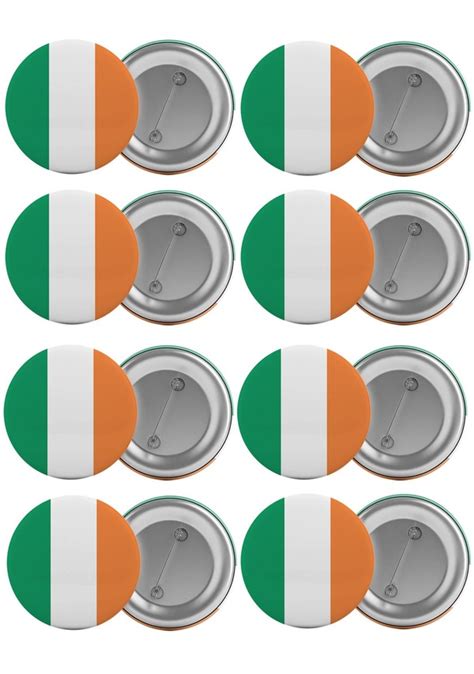 Irlanda Bayrağı Çanta Rozeti Seti 8 Adet En Büyük Boy 5 8Cm Iğnel