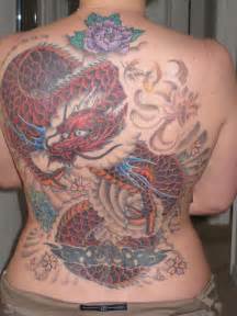 Japanese Mythical Red Dragon Full Back Tattoos For Women Tattoomagz