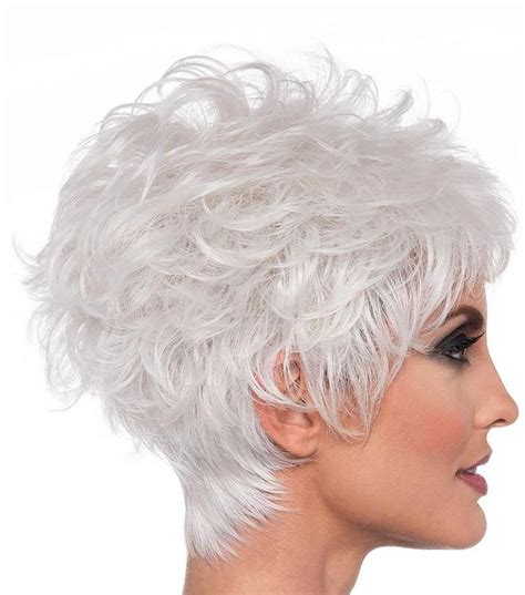 short silver white wig wig for mother grandma silver white wig with bangs heat resistant wig 6