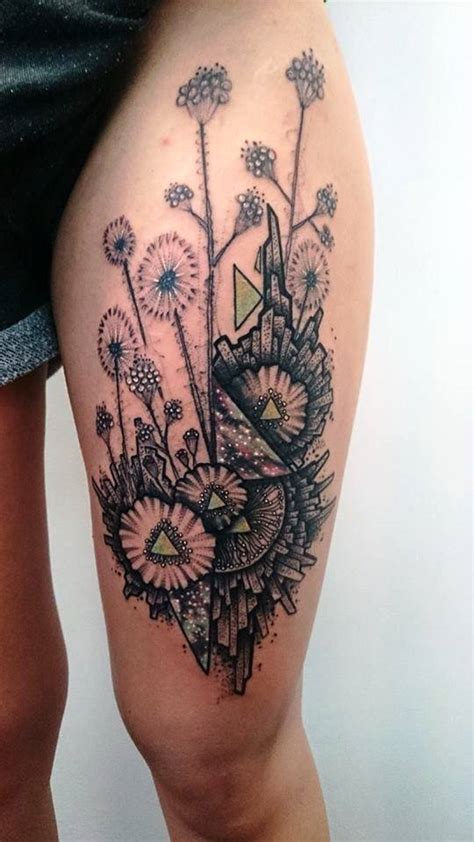 Attractive Flowers Tattoo On Left Thigh