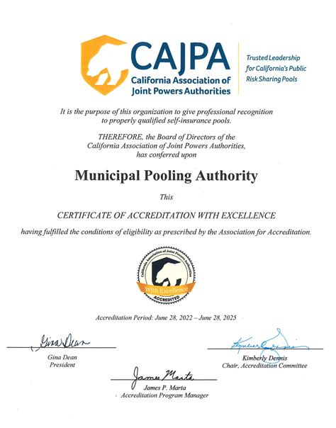 Accreditation Municipal Pooling Authority Ca