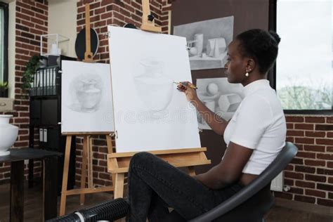 Portrait Of Artist Student Enjoying Art Class Developing Drawing Skills