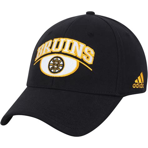 Mens Boston Bruins Adidas Black Coaches Team Color Arched Mascot Flex Hat