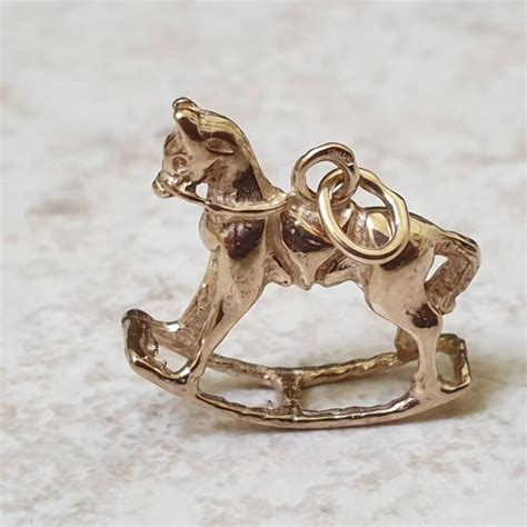Rocking Horse Charm Pendant In 9ct Gold Gems Afire Vintage Jewellery Uk