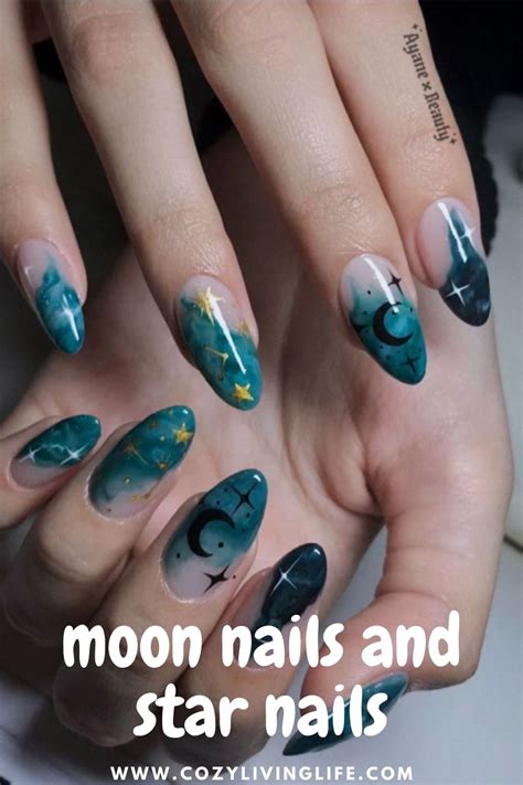 35 fantastic moon nails and star nails designs that are so cute