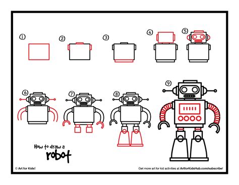 How To Draw A Robot Using Shapes Art For Kids Hub Robot Art