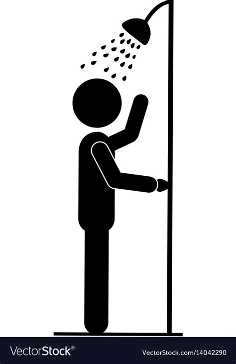 Black Silhouette Pictograph Person Taking A Shower
