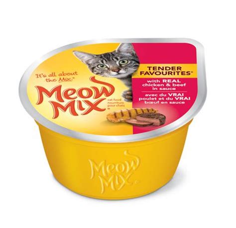 Buy products such as meow mix tender favorites variety pack wet cat food (various sizes + flavors) at walmart and save. Meow Mix Tender Favourites Chicken & Beef Cat Food 78g ...