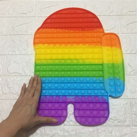 Promo Mainan Fidget Pop It Among Us Jumbo Rainbow Uk 30x40 Cm Diskon