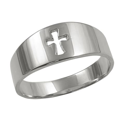 Sterling Silver Gold Cut Out Cross Ring