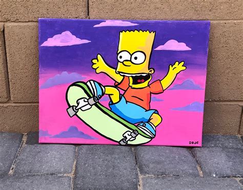 Bart Simpson Acrylic Painting 12x16 Inch Canvas Etsy