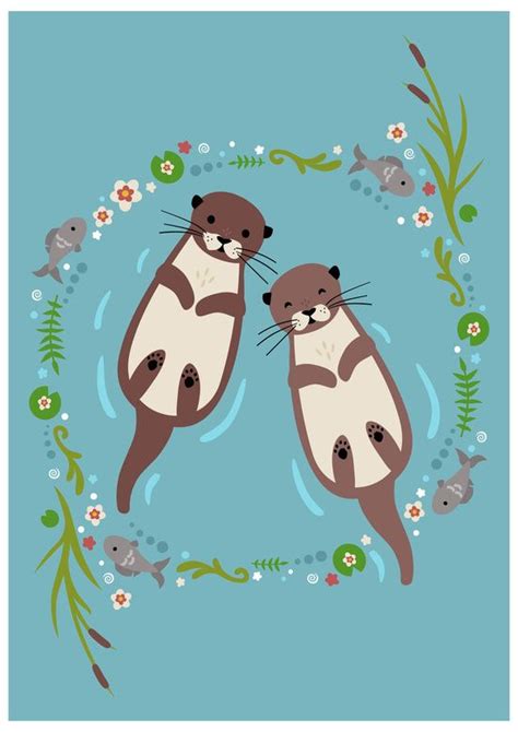 Cartoon Cute Sea Otter Wallpaper