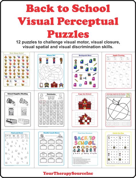 Back To School Visual Perceptual Puzzles Your Therapy Source