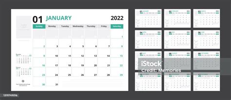 2022 Kalender Planner Set Voor Sjabloon Corporate Design Week Start Op