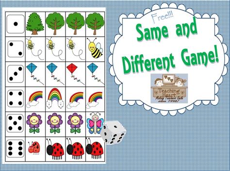 Same And Different Dice Game Free Teaching Heart Blog