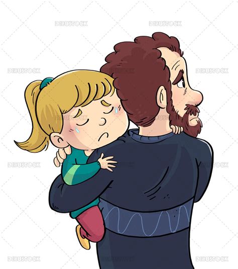 Illustration Of Father Hugging His Daughter To Comfort Her Illustrations From Dibustock