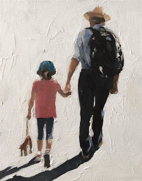 Father And Daughter Painting Poster Wall Art Canvas Print