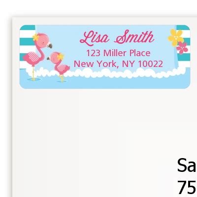 Flamingo Baby Shower Return Address Labels Baby Shower Return Address